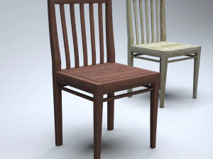 klassieke houten keukenstoel hoog poly 3D Model