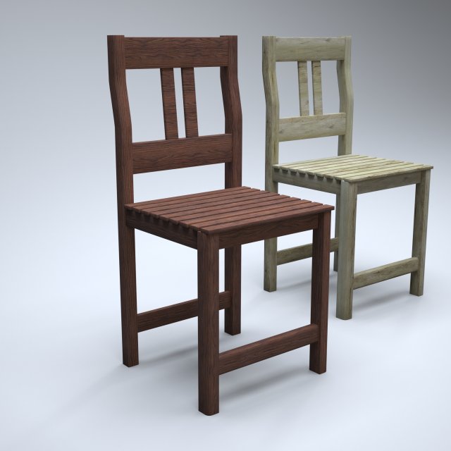 classic wooden kitchen chair high-poly Model 3D .c4d .max .obj .3ds .fbx .stl .blend 