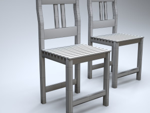 classic wooden kitchen chair high-poly Model 3D