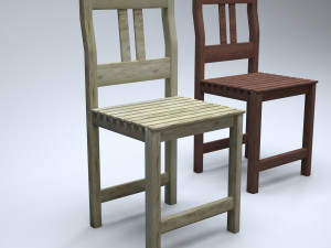 classic wooden kitchen chair high-poly Model 3D