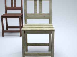 classic wooden kitchen chair high-poly Model 3D