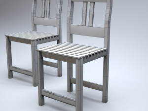 classic wooden kitchen chair high-poly Model 3D
