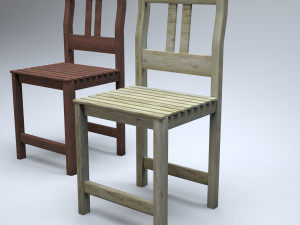 classic wooden kitchen chair high-poly Model 3D