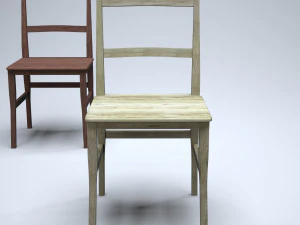 kursi dapur kayu klasik high-poly Model 3D