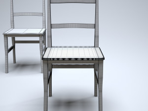 classic wooden kitchen chair high-poly 3D Model