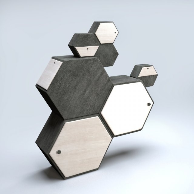 honeycomb cabinet 3D Model .c4d .max .obj .3ds .fbx .stl .blend 