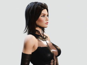 rigged stylish woman in leather outfit pbr 3Dモデル