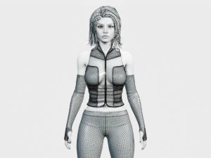 rigged stylish woman in leather outfit pbr 3D Model