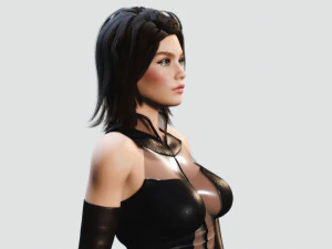 rigged stylish woman in leather outfit pbr 3D Model