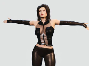 rigged stylish woman in leather outfit pbr 3D Model