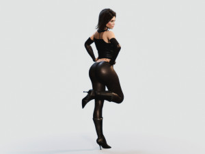 rigged stylish woman in leather outfit pbr Model 3D