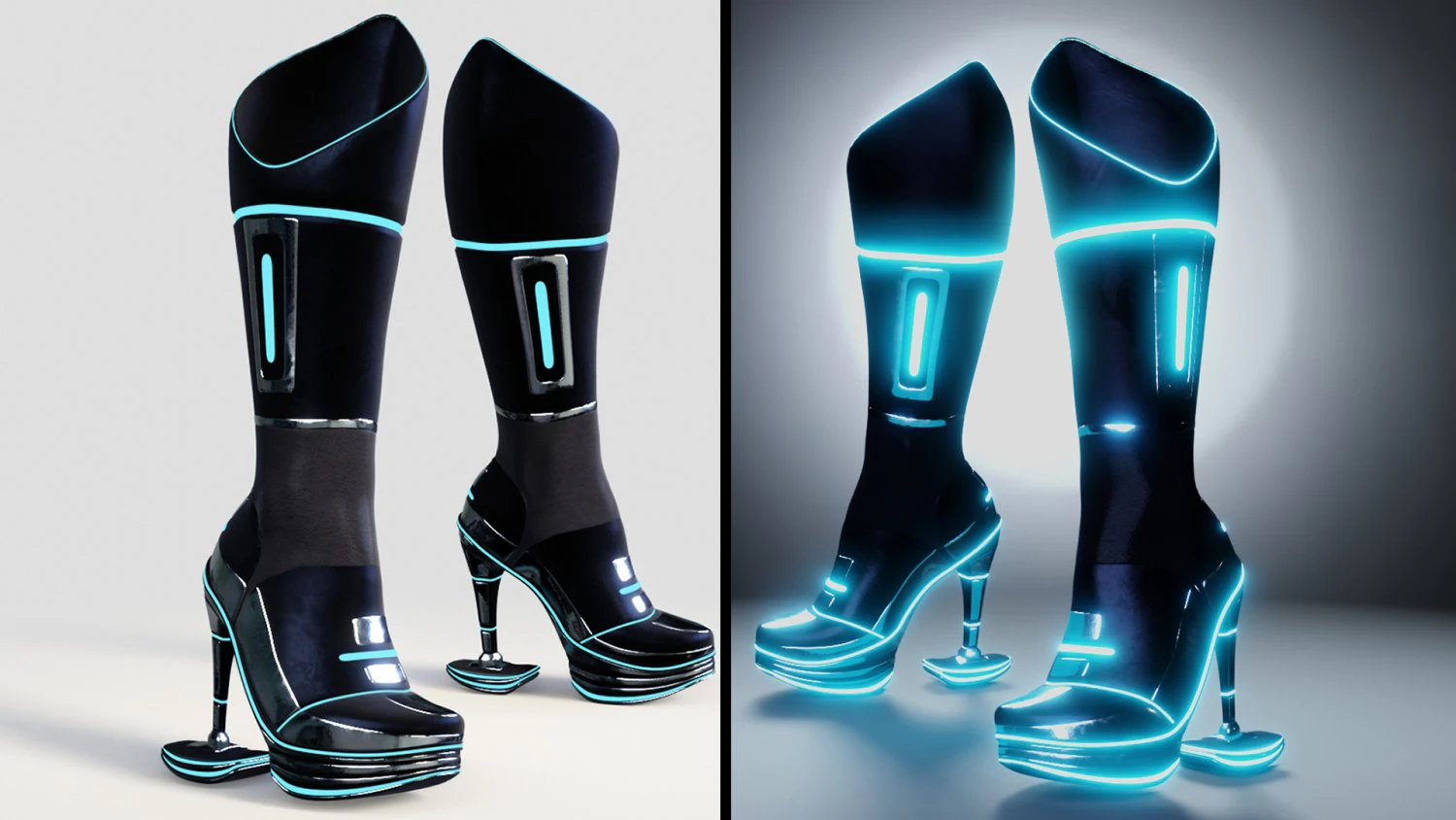 female boots sci-fi high tech 3D Model .c4d .max .obj .3ds .fbx .stl .blend 
