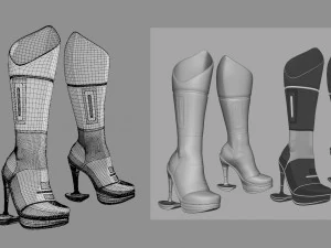 female boots sci-fi high tech 3D Model