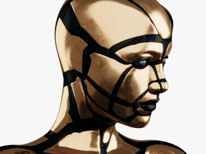 golden humanoid robot 3Dモデル