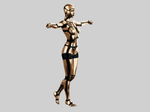 golden humanoid robot 3Dモデル
