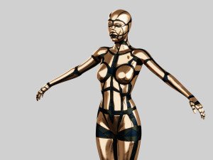 golden humanoid robot 3Dモデル