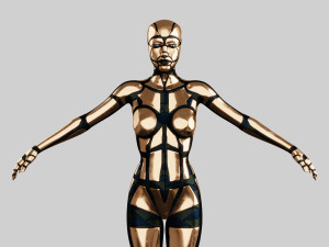 golden humanoid robot 3Dモデル