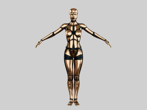 golden humanoid robot 3Dモデル