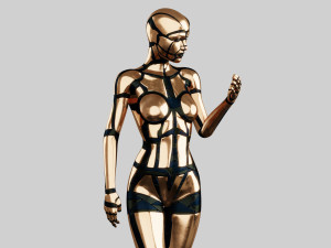 golden humanoid robot 3Dモデル