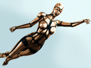 golden humanoid robot 3Dモデル