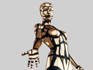 golden humanoid robot 3Dモデル