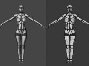 golden humanoid robot 3Dモデル