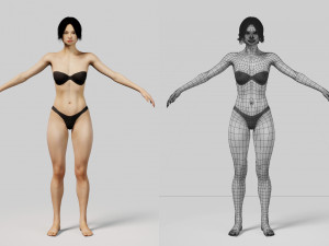 asian oriental female fully rigged 3D मॉडल