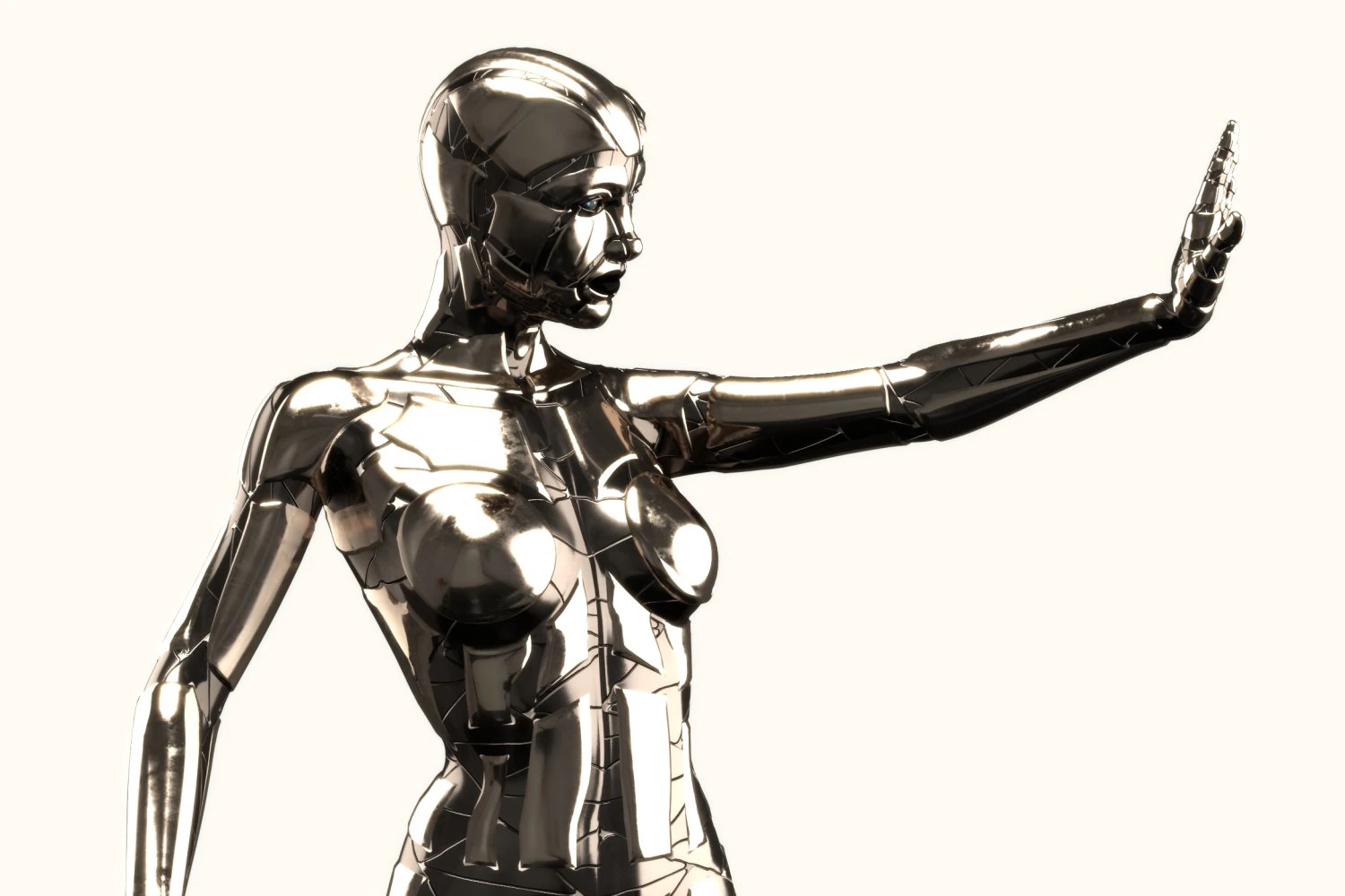 silver female robot fully rigged 3D Model .c4d .max .obj .3ds .fbx .stl .blend 