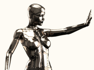 silver female robot fully rigged 3Dモデル