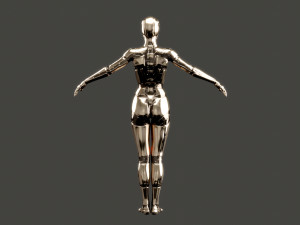 silver female robot fully rigged Modèle 3D