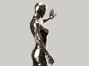 silver female robot fully rigged Modèle 3D