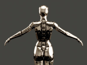 silver female robot fully rigged Modèle 3D