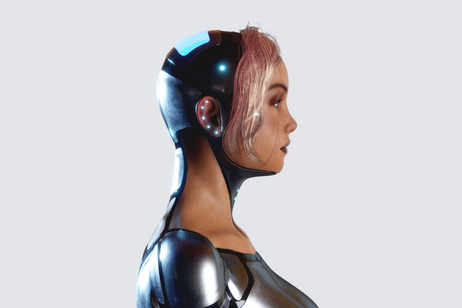 female robot pbr fully rigged 3D Model .c4d .max .obj .3ds .fbx .stl .blend 