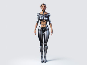 female robot pbr fully rigged 3D Модель