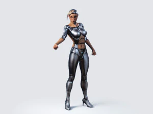 female robot pbr fully rigged 3D Model