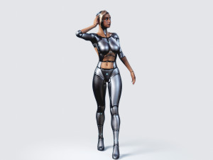 female robot pbr fully rigged 3D Модель