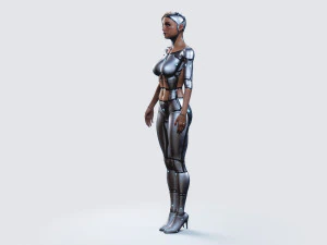 female robot pbr fully rigged 3D Model