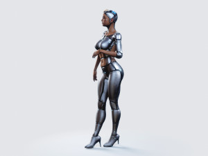 female robot pbr fully rigged 3D Модель