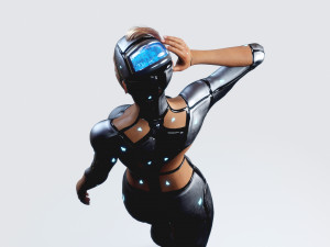 female robot pbr fully rigged 3D Модель