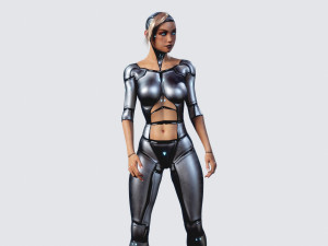 female robot pbr fully rigged 3D Модель
