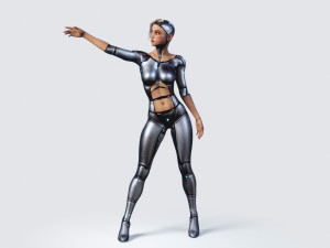 female robot pbr fully rigged 3D Модель