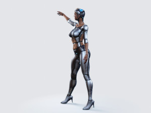 female robot pbr fully rigged 3D Модель