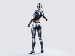 female robot pbr fully rigged 3D Модель