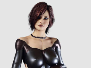 redhead woman in leather suit - fully rigged pbr 3D Model