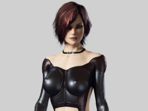 redhead woman in leather suit - fully rigged pbr 3D Modell
