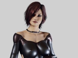 redhead woman in leather suit - fully rigged pbr 3D Modell