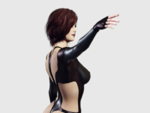 redhead woman in leather suit - fully rigged pbr 3D Modell