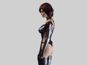 redhead woman in leather suit - fully rigged pbr 3D Modell