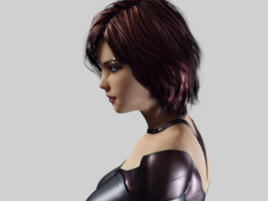 redhead woman in leather suit - fully rigged pbr 3D Modell