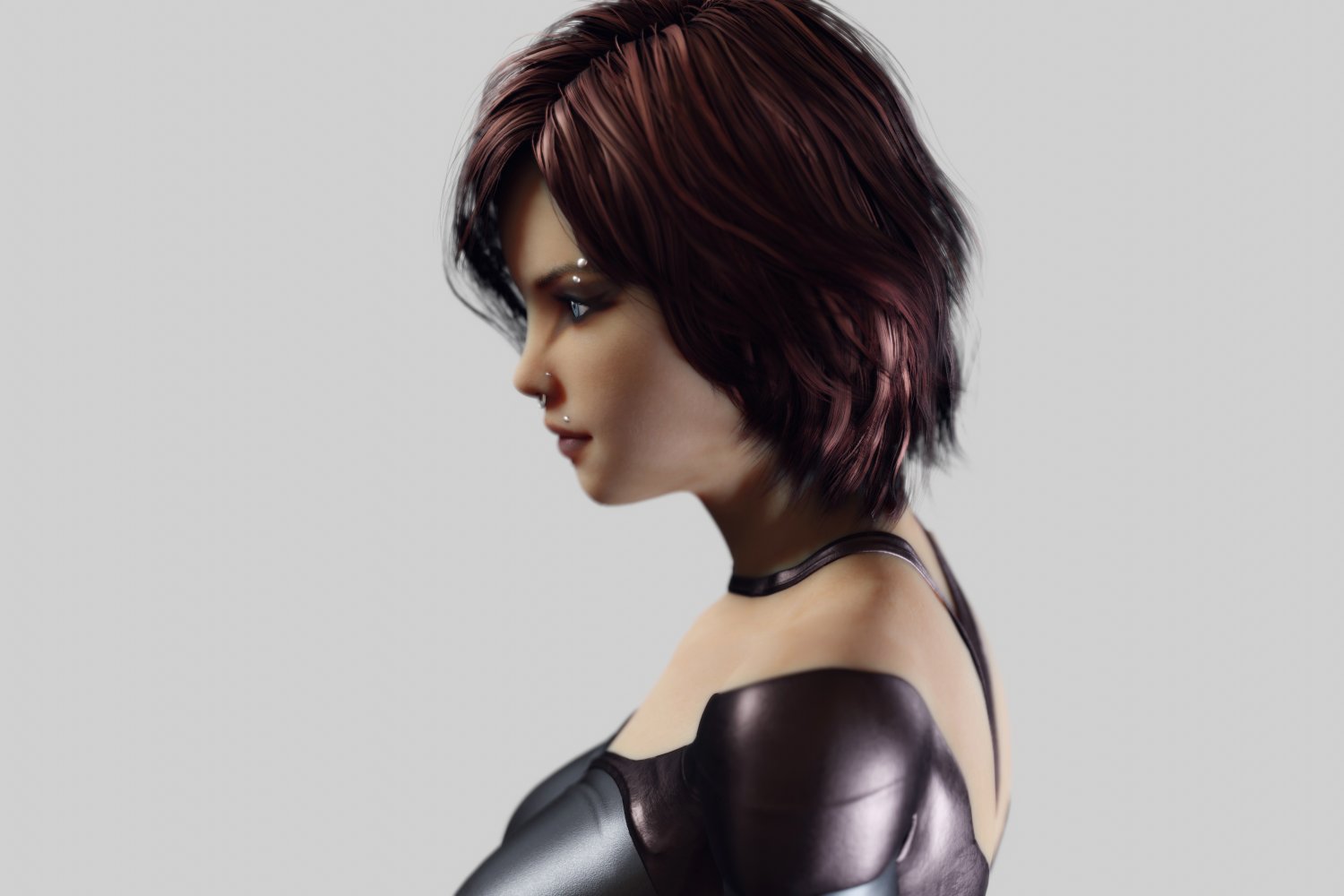 Ai модель. Женщина 3д. Redhead woman in Leather Suit - fully Rigged PBR. Woman ai.